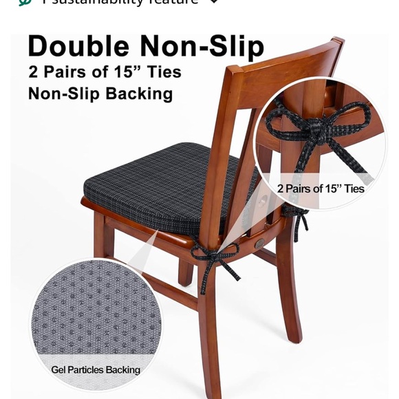 NWT Shinnwa Kitchen Chair Cushions Set Of 2 Windsor Seat Cushions 16.5,x15.5x 2” - Picture 4 of 13